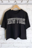 New York Puff Graphic Long Crop Top