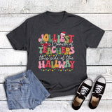 Christmas Jolliest Bunch of Teachers Graphic Tee Unisex T-shirt, Sweatshirt, Hoodie, Long Sleeve Tee
