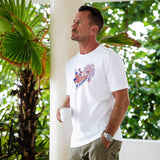 Hawaiian Tee Shirt Short Sleeve 100% Cotton Blue Aloha Starlight Beauty T-Shirt