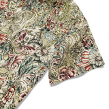 Men's Hawaiian Shirt Short Sleeve Button-down 100% Cotton Green Aloha Floral Butterfly