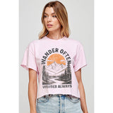 Wander Often Wonder Always Vintage  Graphic Crop Top