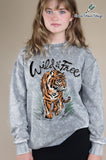 Wild and Free Tiger Hand Drawn Mineral Brushed Sweatshirt