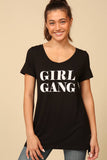 0625 V-Neck Short Sleeve "Girl Gang" Graphic Tee SI-19494