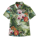 Women's Hawaiian Shirt Short Sleeve Button-up 100% Cotton Beige Aloha Enchanted Paradise