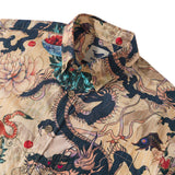 Dragon Shirt 100% Cotton Hawaiian Shirt Men's Short Sleeve Button-down Shirt Aloha Shirt Dragon Dance And Cherry Blossoms