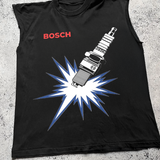 BOSCH 'SPARK PLUG' SLEEVELESS BLACK T-SHIRT