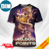40000 Career Points For LeBron James Los Angeles Lakers NBA Poster Canvas 3D T-Shirts