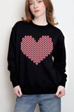 Knit Heart Graphic Brushed Sweatshirts