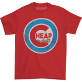 Distressed Screen Print on Red Tee T-shirt