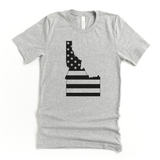 Idaho State Outline American Flag Graphic Tee 157