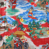 Christmas Santa's Wild Rides: Harley and Surf Men's Button-down Shirt 100% Cotton Santa Claus On A Harley