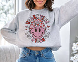 Valentine Vibes Smiley Peace - Valentine's Day Sweatshirt