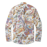 Dance of Paisley 100% Cotton Men's Long Sleeve Button-down Shirt White Aloha Hawaiian