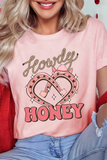 Howdy Honey Horseshoe Heart Printed T Shirt (S-2XL)