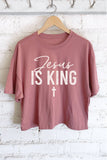 Jesus Is King Cross Graphic Long Crop Top