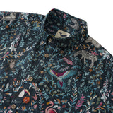 Jungle Paradise Men's Hawaiian Shirt 100% Cotton Men's Short Sleeve Button-down Shirt Green Aloha Hawaiian