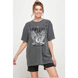 Long Live Rock and Roll Vintage  Laser Cut Oversized Tee