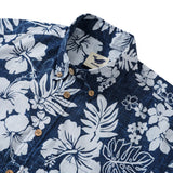 Men's Blue Tropical Hawaiian Shirt 100% Cotton Button-down Aloha Art Shirt For Summer