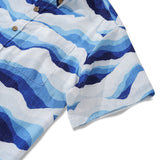 Men's Hawaiian Shirt Short Sleeve Button-down 100% Cotton Blue Aloha Mountain and Sea