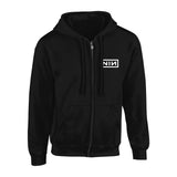 Classic White Logo Zippered Hooded Sweatshirt