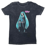 Black Mineral Wash Body Tee With Large Front Print Tie Dye T-shirt