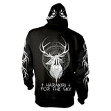 Deer Zippered Hooded Sweatshirt