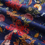 Dark Blue Fish Shirt Men's Marine Life Hawaiian Shirt Button-down Cotton Shirt Marine Life (dark Blue)