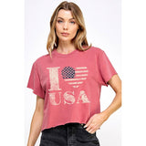 I Love USA Vintage Graphic Crop Top