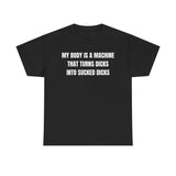 My Body Is A Machine That Turns Dicks Into Sucked Dicks Funny Shirt