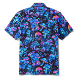 Men's Hawaiian Shirt Short Sleeve Camp Collar 100% Cotton Blue Aloha Psychedelic Groove