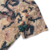 Dragon Shirt 100% Cotton Hawaiian Shirt Men's Short Sleeve Button-down Shirt Aloha Shirt Dragon Dance And Cherry Blossoms
