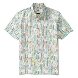 Men's Hawaiian Shirt Short Sleeve Button-down 100% Cotton Green Aloha Birds of the Billabong By Katherine Quinn