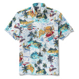 Men's Hawaiian Shirt Short Sleeve Button-down 100% Cotton Blue Aloha Ocean Dreamer