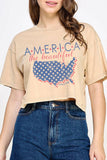 America the Beautiful Mineral Graphic Long Crop Top