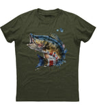Big Mouth Bass Patriotic T-Shirt (O)