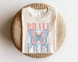 Brave and Free Butterfly Patriotic 4th of July Tee