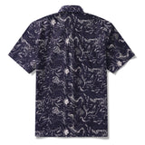 Men's Hawaiian Shirt Short Sleeve Button-down 100% Cotton Aloha Deep - Sea Odyssey By Feanne