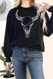 Skull Cow Graphic Terry Sweatshirts