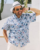 Men's Turtle Shirt Blue Hawaiian Shirt Cotton Button-down Short Sleeve Aloha Shirt A Sea Turtle's Odyssey