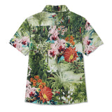 Women's Hawaiian Shirt Short Sleeve Button-up 100% Cotton Beige Aloha Enchanted Paradise