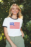 USA Flag Ringer Graphic Top