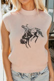 Howdy Rodeo Cowboy Graphic Short Sleeve Sweater (S-Xl)