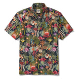 Men's Hawaiian Shirt Short Sleeve Button-down 100% Cotton Green Aloha Ocean Dreams