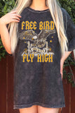 Free Bird Fly High Oversize Mineral Graphic Tshirts