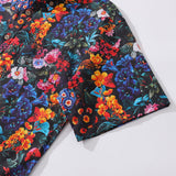 Mens Floral Hawaiian Shirt Tropical Button-down Short Sleeve 100% Cotton Shirt Colorful Garden