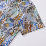 Marine Life Hawaiian Shirt For Men Gray Fish Shirt Short Sleeve Cotton Button-down Shirt The Ocean World In Gray