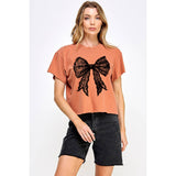 Lace Bow Vintage  Graphic Crop Top