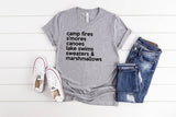 Camp Fires S'mores Canoes Lake Swims T-Shirt