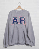 Arkansas Plaid Arch (Pink Outline) Gray Thrifted Sweatshirt