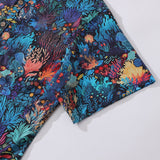 Best Hawaiian Shirt For Men 100% Cotton Blue Short Sleeve Button-down Shirt Marine Plants Shirt